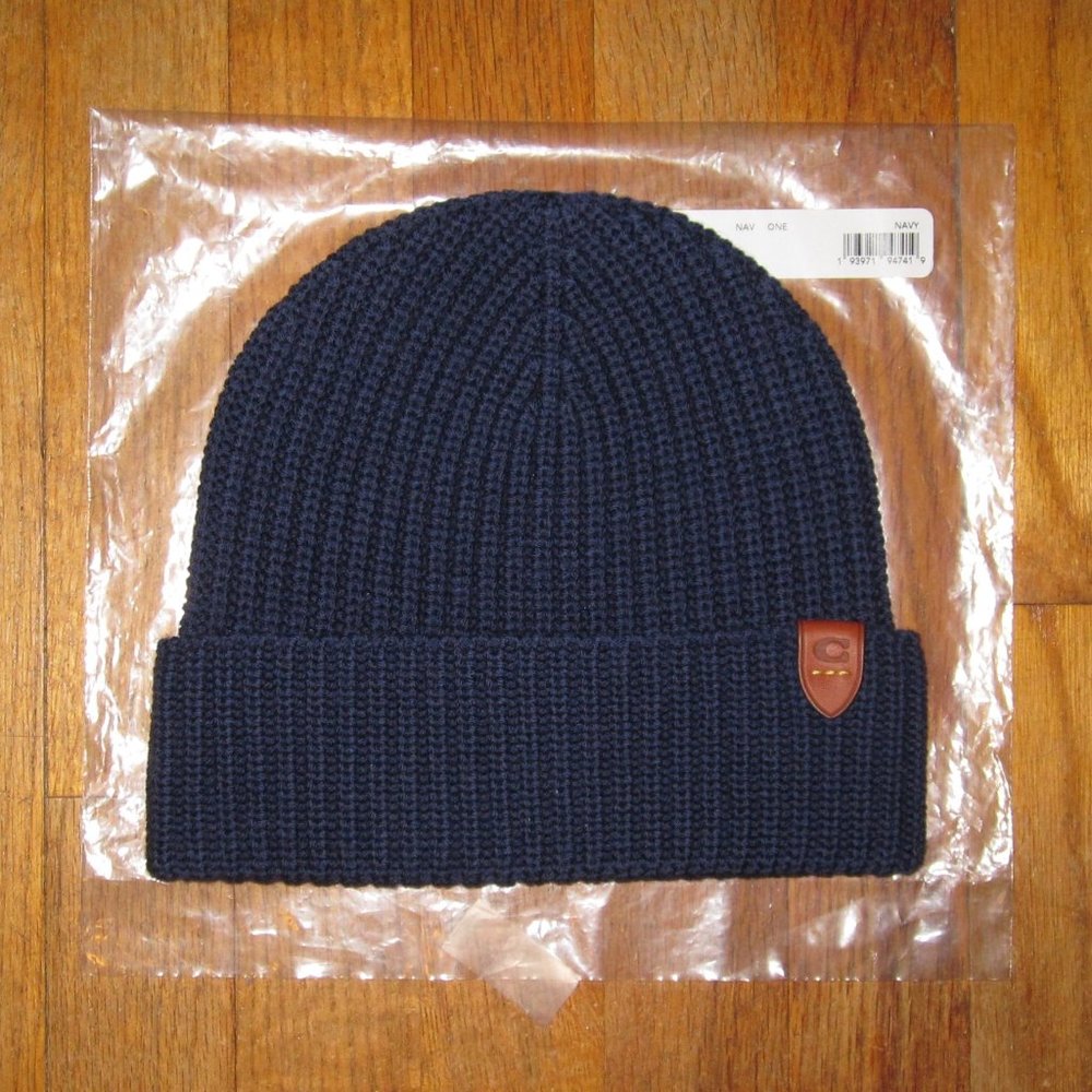 Coach Wool Beanie Navy (New w/Tags)